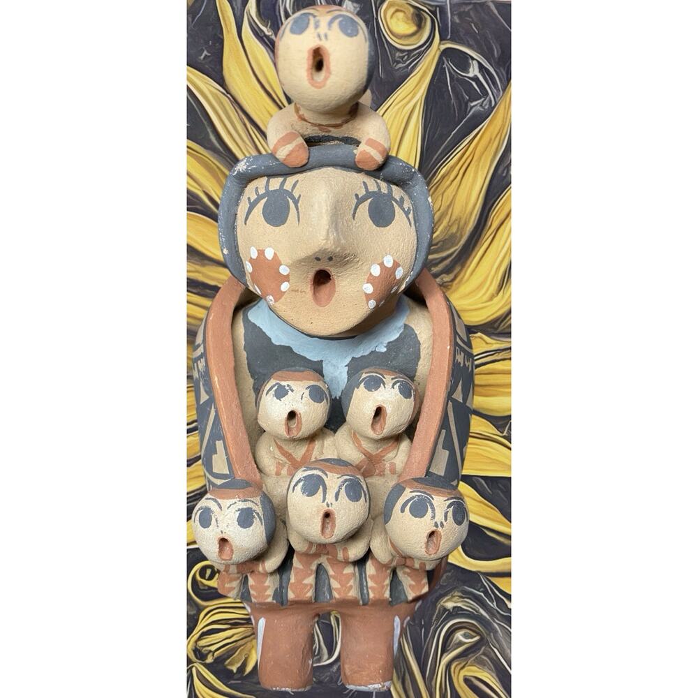 VTG Jemez Theresa Sando New Mexico Native American Pottery Storyteller 6 Kids